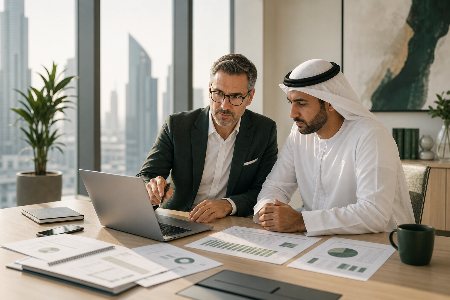 CFO advisor walking a founder through a financial planning session